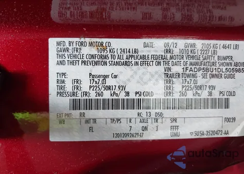 2013 Ford C-Max Hybrid Sel from USA, damaged, VIN 1FADP5BU1DL505985